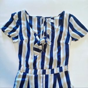 Hollister Striped Romper with Tie Top